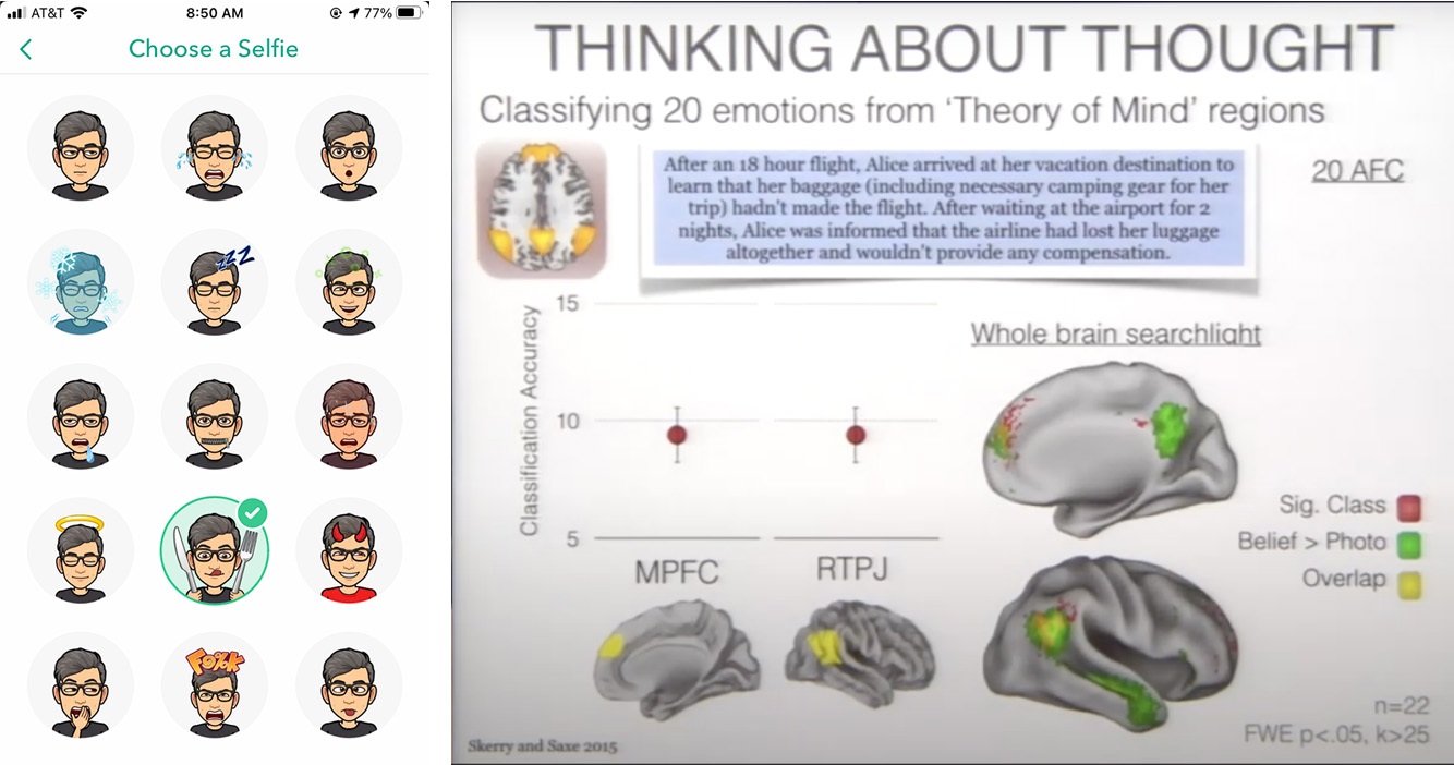 Explorations of displaying and inferring emotional state.