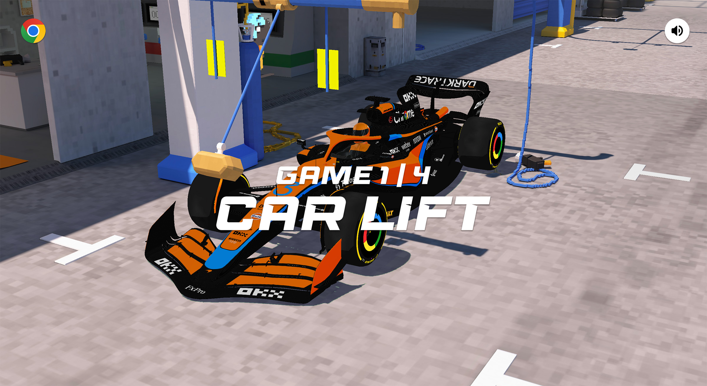 Game 1, jacking the F1 car up when it first pulls into the pits.