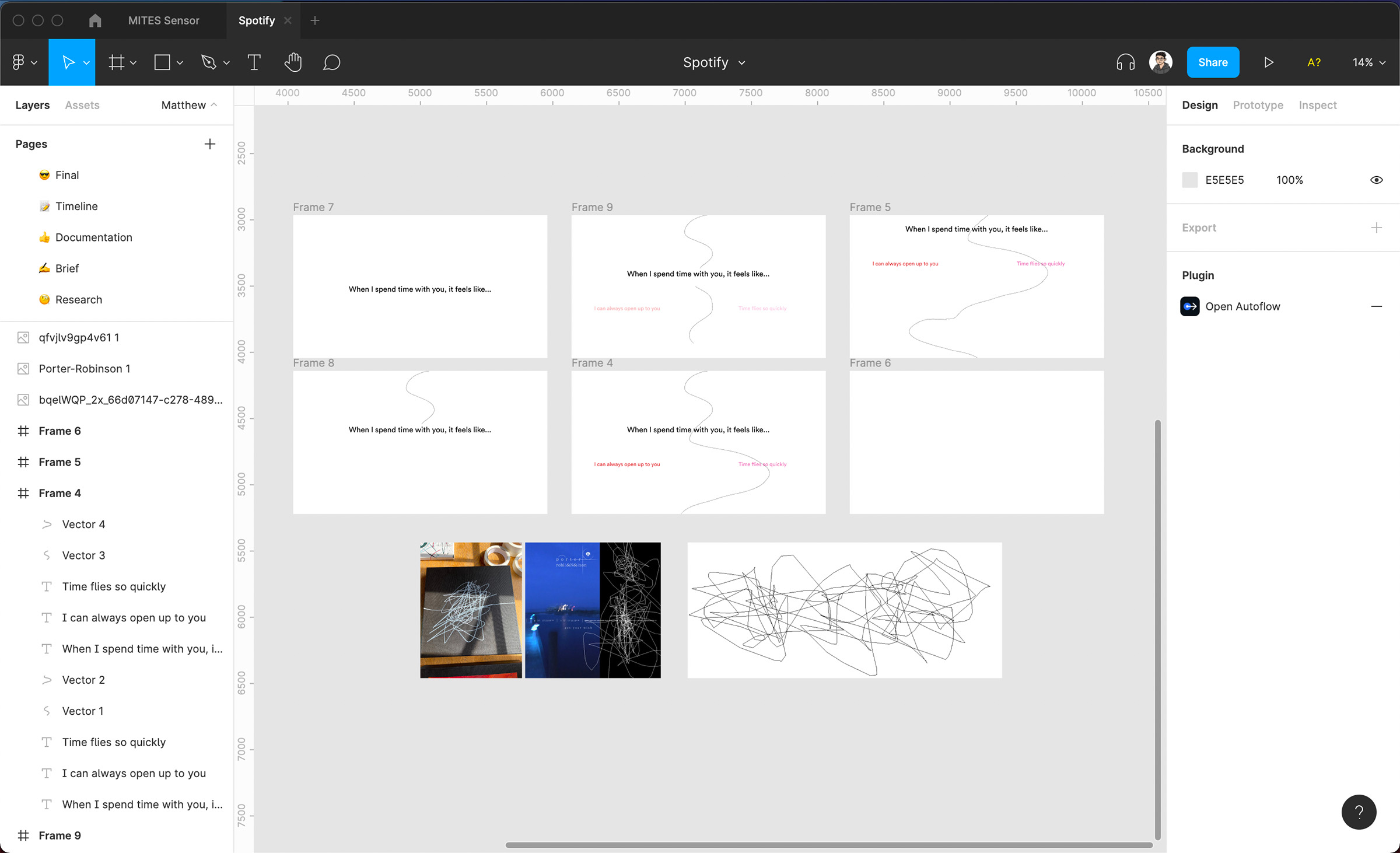 Figma board of early concepts for converting a user journey into a personalized result.