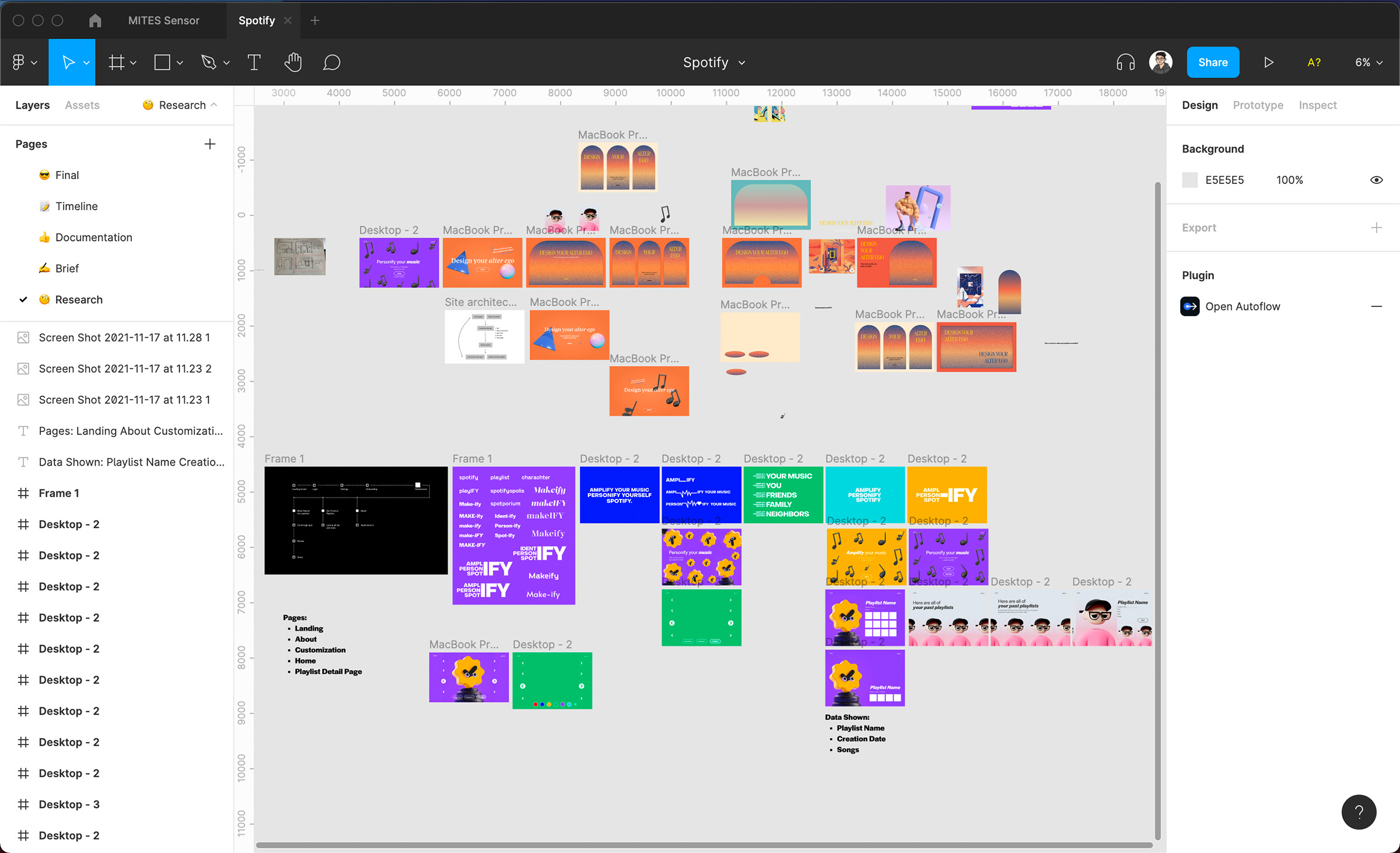 A Figma board of explorations around key moments in the experience.